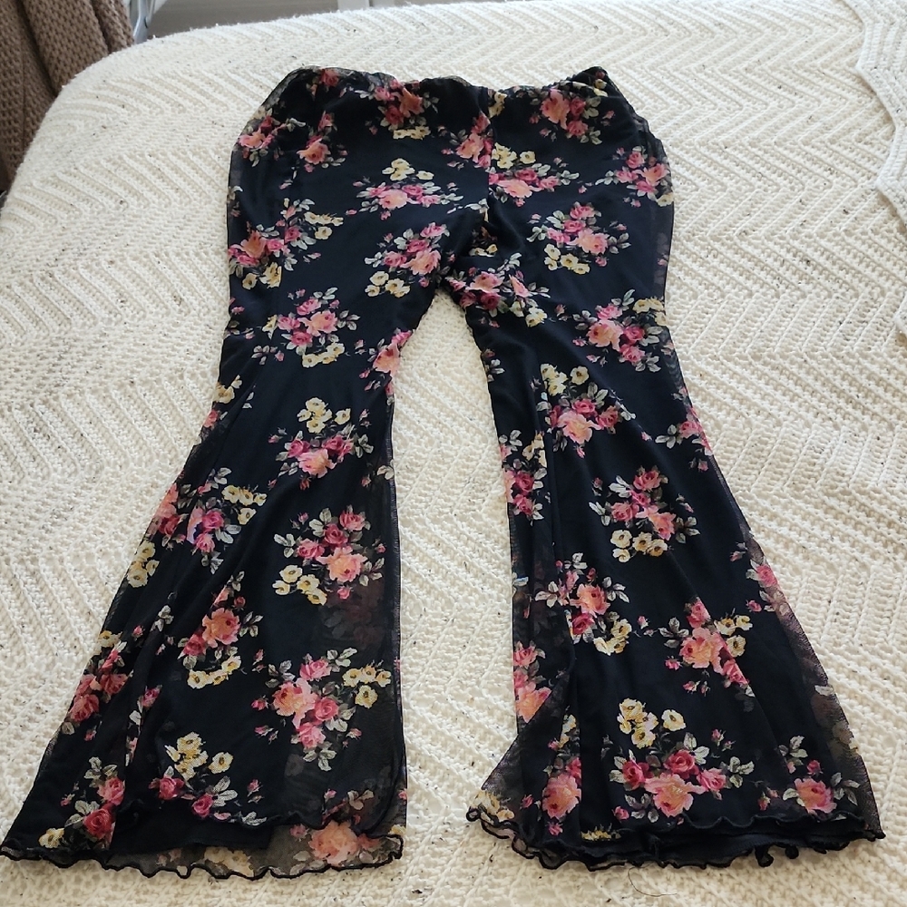 Torrid Black Floral Boot Cut Pants